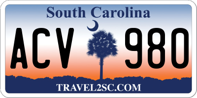 SC license plate ACV980