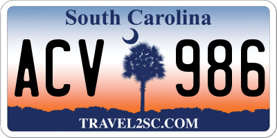 SC license plate ACV986