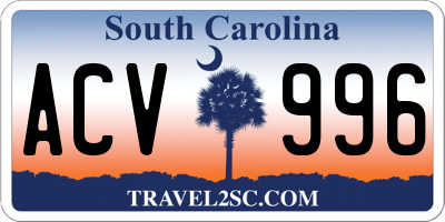 SC license plate ACV996