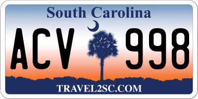 SC license plate ACV998