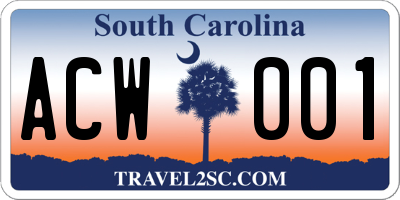 SC license plate ACW001