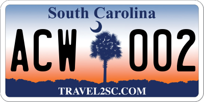 SC license plate ACW002