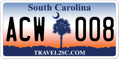 SC license plate ACW008