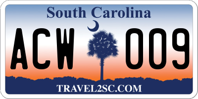 SC license plate ACW009