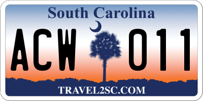 SC license plate ACW011
