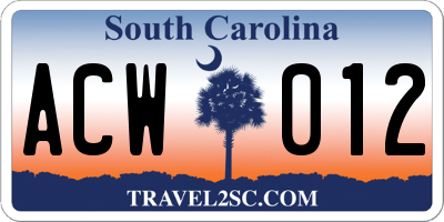 SC license plate ACW012