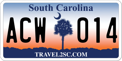 SC license plate ACW014