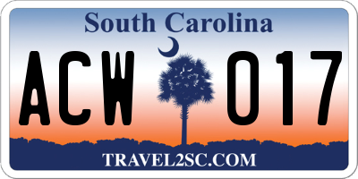 SC license plate ACW017