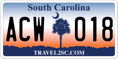 SC license plate ACW018