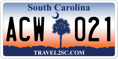 SC license plate ACW021