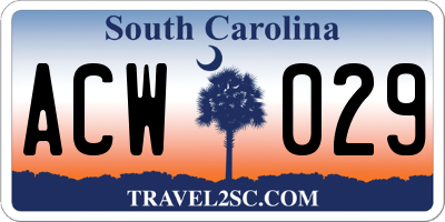 SC license plate ACW029