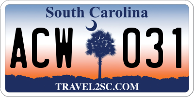 SC license plate ACW031
