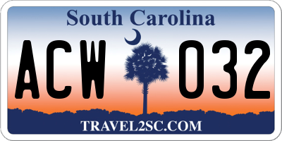 SC license plate ACW032