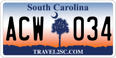 SC license plate ACW034