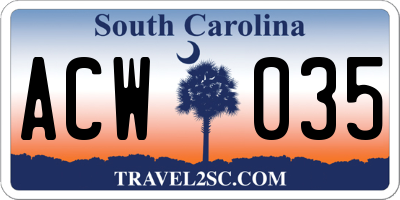 SC license plate ACW035
