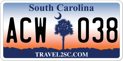 SC license plate ACW038