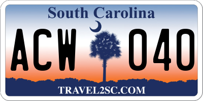 SC license plate ACW040