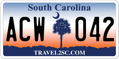 SC license plate ACW042