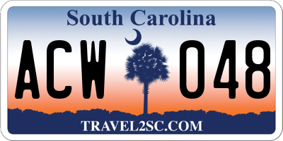 SC license plate ACW048