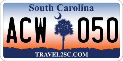 SC license plate ACW050