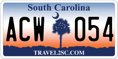 SC license plate ACW054