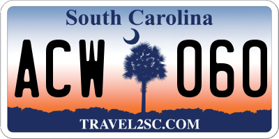 SC license plate ACW060