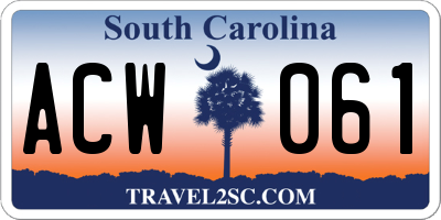 SC license plate ACW061