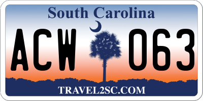 SC license plate ACW063