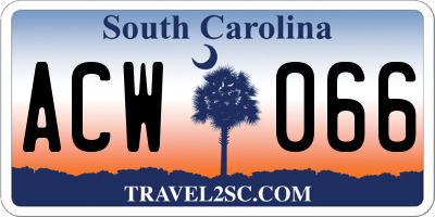 SC license plate ACW066