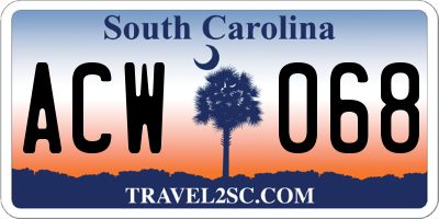 SC license plate ACW068