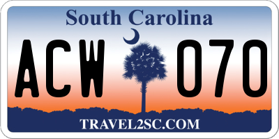 SC license plate ACW070