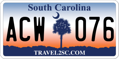 SC license plate ACW076