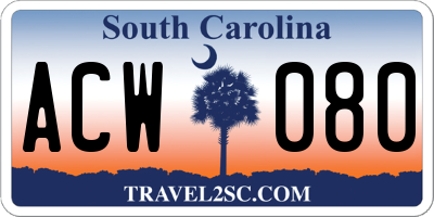 SC license plate ACW080