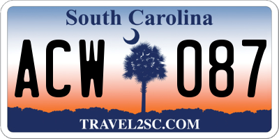 SC license plate ACW087