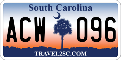 SC license plate ACW096