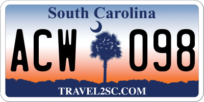 SC license plate ACW098