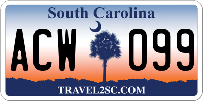 SC license plate ACW099
