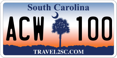 SC license plate ACW100