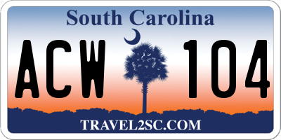 SC license plate ACW104