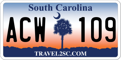 SC license plate ACW109