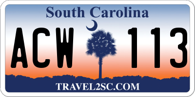 SC license plate ACW113