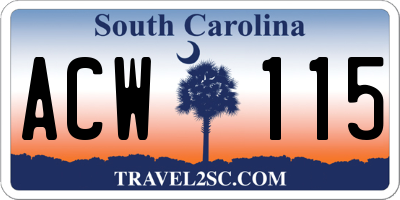 SC license plate ACW115