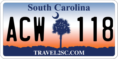 SC license plate ACW118