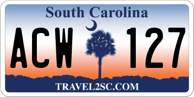 SC license plate ACW127