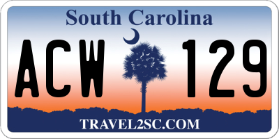 SC license plate ACW129