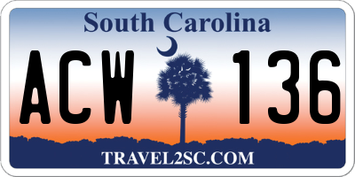 SC license plate ACW136