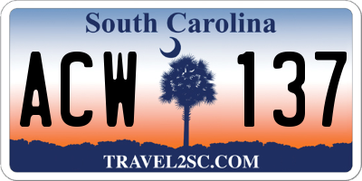 SC license plate ACW137