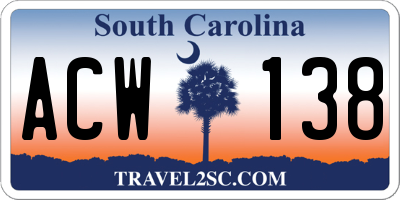 SC license plate ACW138