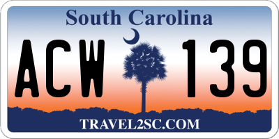 SC license plate ACW139