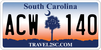 SC license plate ACW140